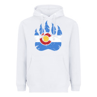 White colorado state flag bear paw print pocket place Heavyweight Hoodie - linhVisuals