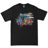Black Police wife lightning bolt 4th of july Premium Tee - HowdyJamesFarm