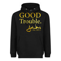 Black good trouble john lewis signature Heavyweight Hoodie - linhVisuals