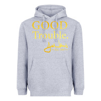 Heather Grey good trouble john lewis signature Heavyweight Hoodie - linhVisuals