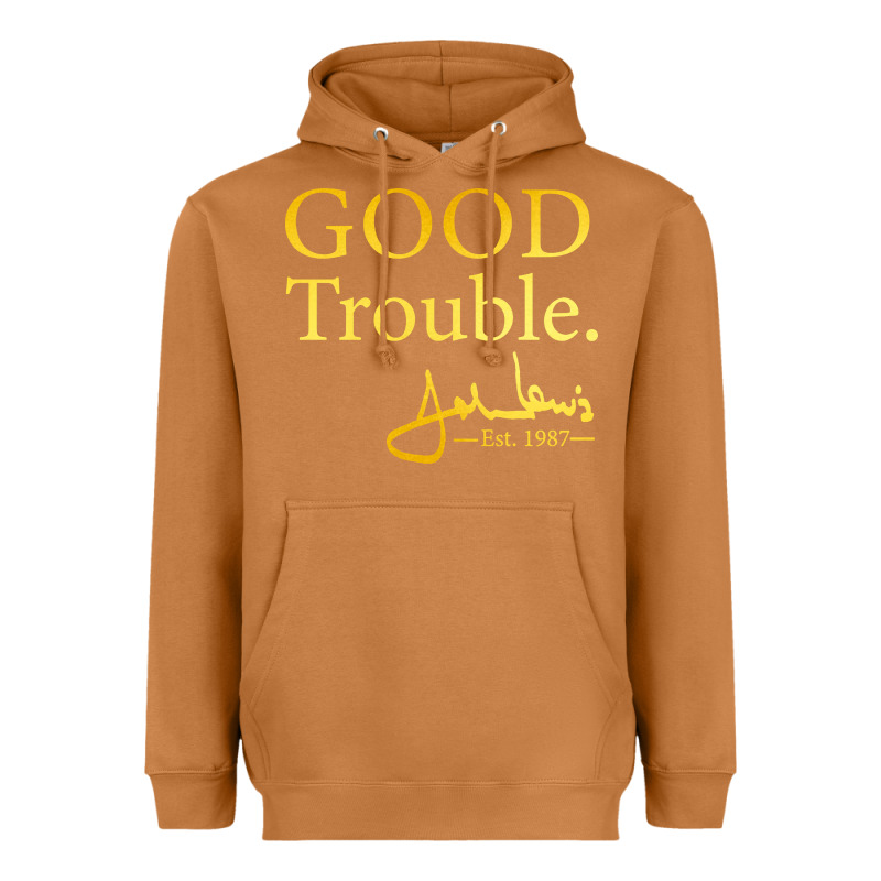 Good Trouble John Lewis Signature Heavyweight Hoodie by linhVisuals | Teevron