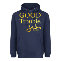 Navy good trouble john lewis signature Heavyweight Hoodie - linhVisuals