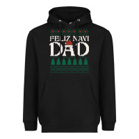 Black feliz navi dad ugly christmas sweater funny spanish xmas pun gift for Heavyweight Hoodie - linhVisuals