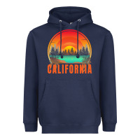 Navy california t  shirt california sunset vintage trees scenery t  shirt Heavyweight Hoodie - linhVisuals