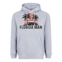 Heather Grey florida man state funny meme vintage palm trees and sunset retro sun Heavyweight Hoodie - linhVisuals