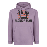 Lavender florida man state funny meme vintage palm trees and sunset retro sun Heavyweight Hoodie - linhVisuals