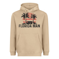 Mushroom florida man state funny meme vintage palm trees and sunset retro sun Heavyweight Hoodie - linhVisuals