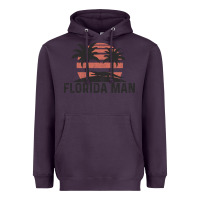 Plum florida man state funny meme vintage palm trees and sunset retro sun Heavyweight Hoodie - linhVisuals