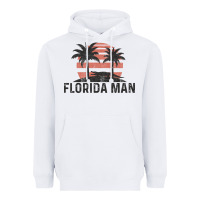 White florida man state funny meme vintage palm trees and sunset retro sun Heavyweight Hoodie - linhVisuals