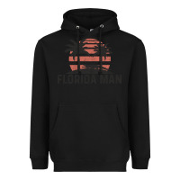 Black florida man state funny meme vintage palm trees and sunset retro sun Heavyweight Hoodie - linhVisuals