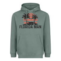 Sage florida man state funny meme vintage palm trees and sunset retro sun Heavyweight Hoodie - linhVisuals