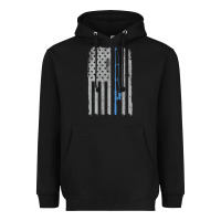 Black fishing american flag vintage fishing rod patriotic 4ht of july gift f Heavyweight Hoodie - linhVisuals