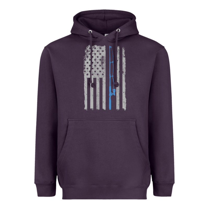 Fishing American Flag Vintage Fishing Rod Patriotic 4ht Of July Gift F Heavyweight Hoodie by linhVisuals | Teevron
