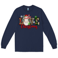 Navy Love Christmas Snowman Long Sleeve Tee - FaDigitalArtStudio