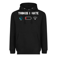 Black funny things i hate low battery and wifi connection Heavyweight Hoodie - linhVisuals