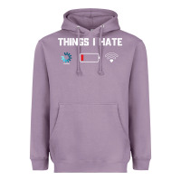 Lavender funny things i hate low battery and wifi connection Heavyweight Hoodie - linhVisuals
