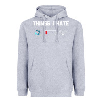 Heather Grey funny things i hate low battery and wifi connection Heavyweight Hoodie - linhVisuals