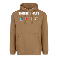 Toasted Coconut funny things i hate low battery and wifi connection Heavyweight Hoodie - linhVisuals