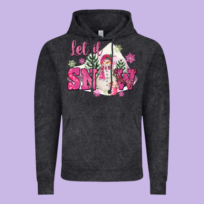 Let It Snow Pink Christmas Vintage Hoodie Designed By Fadigitalartstudio