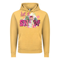 Vintage Mustard Let It Snow Pink Christmas Vintage Hoodie - FaDigitalArtStudio