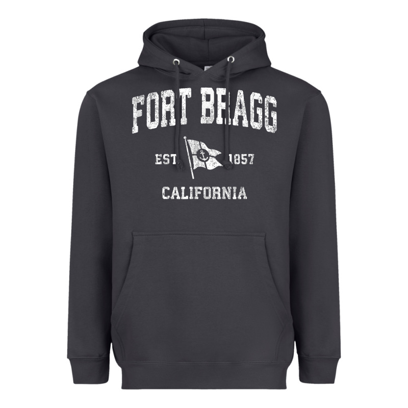 Fort Bragg California Ca Vintage Boat Anchor Flag Design Tee Heavyweight Hoodie by linhVisuals | Teevron