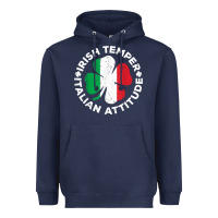 Navy irish temper italian attitude t shirt st patrick's day t shirt Heavyweight Hoodie - linhVisuals