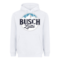White BUSCH LATTE COOL Heavyweight Hoodie - linhVisuals