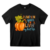 Black Pumpkin spice and livin' my best life Heavy Core Tee - RanaPortraitStore