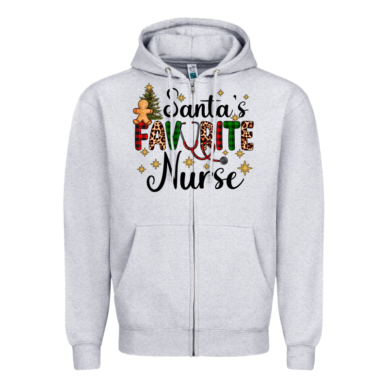 Santa's Favorite Nurse Zipper Hoodie by AdoDesignShop | Teevron