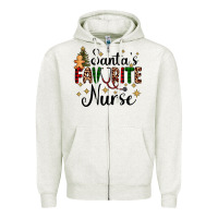 Oatmeal Heather santa's favorite nurse Zipper Hoodie - AdoDesignShop