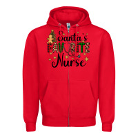 Red santa's favorite nurse Zipper Hoodie - AdoDesignShop