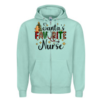 Seafoam santa's favorite nurse Zipper Hoodie - AdoDesignShop