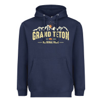 Navy grand teton national park est 1929 vinage wyoming mountains graphic Heavyweight Hoodie - linhVisuals