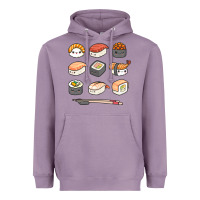Lavender happy sushi kawaii anime japanese food lover funny illustration gift Heavyweight Hoodie - linhVisuals