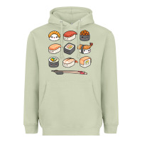 Matcha happy sushi kawaii anime japanese food lover funny illustration gift Heavyweight Hoodie - linhVisuals