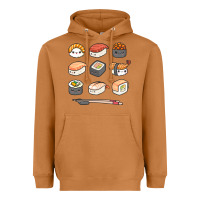 Meerkat happy sushi kawaii anime japanese food lover funny illustration gift Heavyweight Hoodie - linhVisuals