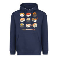 Navy happy sushi kawaii anime japanese food lover funny illustration gift Heavyweight Hoodie - linhVisuals