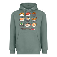 Sage happy sushi kawaii anime japanese food lover funny illustration gift Heavyweight Hoodie - linhVisuals