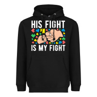 His Fight Is My Fight Autism Dad Mom Fist Bump Cute Supportive Awarene Heavyweight Hoodie | Teevron