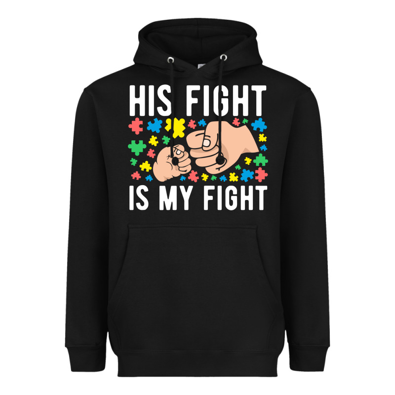 His Fight Is My Fight Autism Dad Mom Fist Bump Cute Supportive Awarene Heavyweight Hoodie by linhVisuals | Teevron