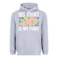 Heather Grey his fight is my fight autism dad mom fist bump cute supportive awarene Heavyweight Hoodie - linhVisuals