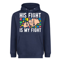 Navy his fight is my fight autism dad mom fist bump cute supportive awarene Heavyweight Hoodie - linhVisuals