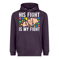 Plum his fight is my fight autism dad mom fist bump cute supportive awarene Heavyweight Hoodie - linhVisuals