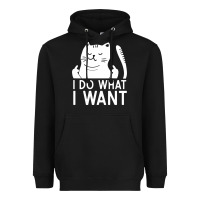 Black i do what i want cat giving a finger funny middle finger rude graphic Heavyweight Hoodie - linhVisuals