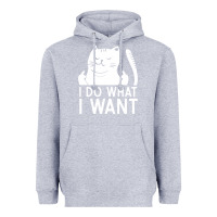 Heather Grey i do what i want cat giving a finger funny middle finger rude graphic Heavyweight Hoodie - linhVisuals