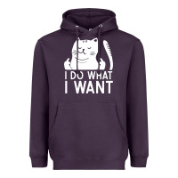 Plum i do what i want cat giving a finger funny middle finger rude graphic Heavyweight Hoodie - linhVisuals