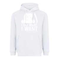 White i do what i want cat giving a finger funny middle finger rude graphic Heavyweight Hoodie - linhVisuals