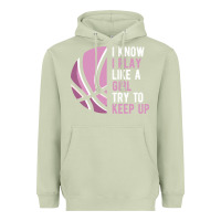 Matcha i know i play basketball like a girl try to keep up funny gift for gir Heavyweight Hoodie - linhVisuals