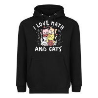 Black i love math and cats mountain heart mathematics lover gifts cute and f Heavyweight Hoodie - linhVisuals