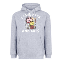 Heather Grey i love math and cats mountain heart mathematics lover gifts cute and f Heavyweight Hoodie - linhVisuals
